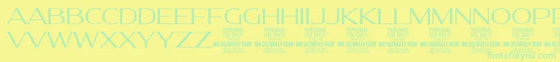 MollySerifE Li PERSONAL Font – Green Fonts on Yellow Background