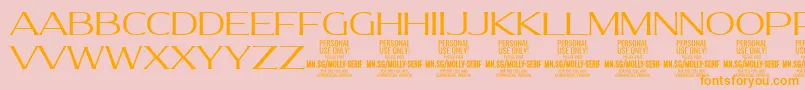 Fonte MollySerifE Li PERSONAL – fontes laranjas em um fundo rosa