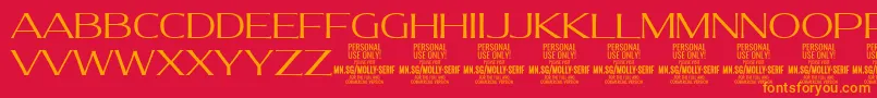 フォントMollySerifE Li PERSONAL – 赤い背景にオレンジの文字