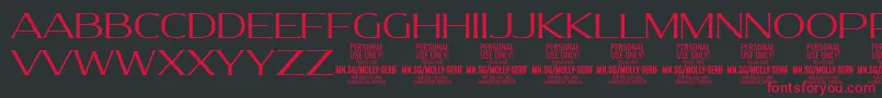フォントMollySerifE Li PERSONAL – 黒い背景に赤い文字