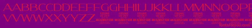 MollySerifE Li PERSONAL Font – Red Fonts on Purple Background