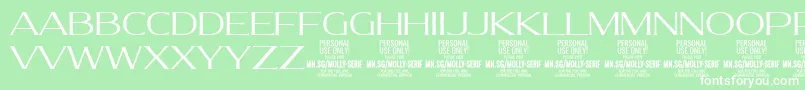 MollySerifE Li PERSONAL Font – White Fonts on Green Background