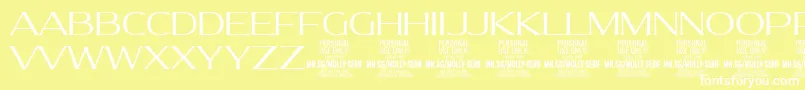 MollySerifE Li PERSONAL-Schriftart – Weiße Schriften auf gelbem Hintergrund