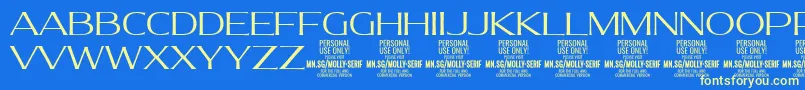 MollySerifE Li PERSONAL Font – Yellow Fonts on Blue Background