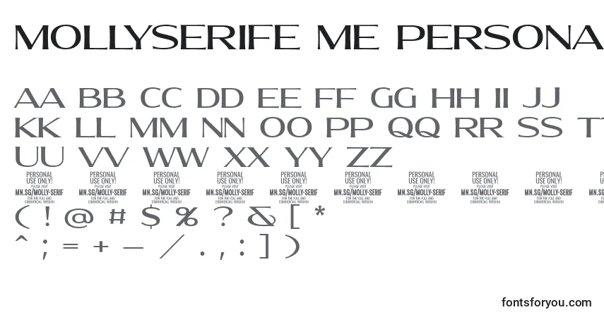 Czcionka MollySerifE Me PERSONAL – alfabet, cyfry, specjalne znaki
