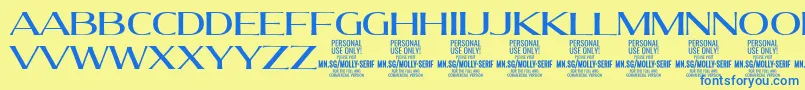 Czcionka MollySerifE Me PERSONAL – niebieskie czcionki na żółtym tle