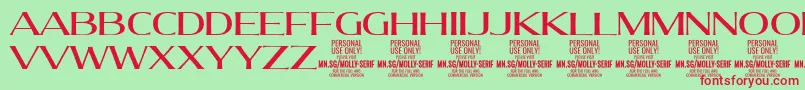 Шрифт MollySerifE Me PERSONAL – красные шрифты на зелёном фоне