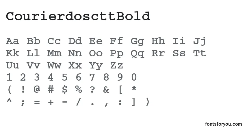 A fonte CourierdoscttBold – alfabeto, números, caracteres especiais