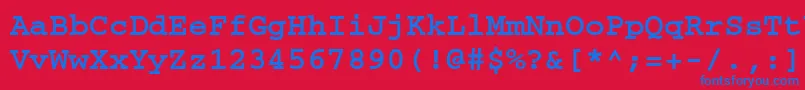 フォントCourierdoscttBold – 赤い背景に青い文字