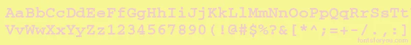 CourierdoscttBold-fontti – vaaleanpunaiset fontit keltaisella taustalla