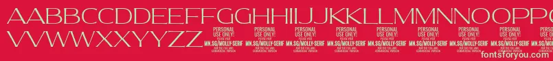 MollySerifE Th PERSONAL Font – Green Fonts on Red Background