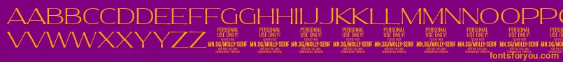 MollySerifE Th PERSONAL Font – Orange Fonts on Purple Background