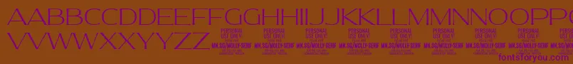 MollySerifE Th PERSONAL Font – Purple Fonts on Brown Background