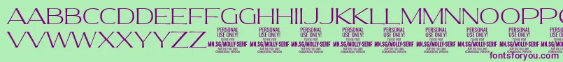 MollySerifE Th PERSONAL Font – Purple Fonts on Green Background