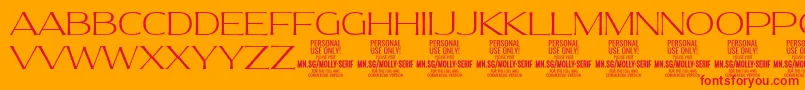 フォントMollySerifE Th PERSONAL – オレンジの背景に赤い文字