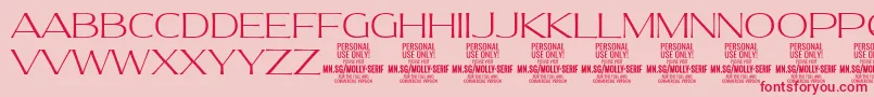 MollySerifE Th PERSONAL-fontti – punaiset fontit vaaleanpunaisella taustalla