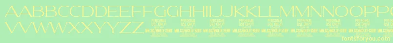 MollySerifE Th PERSONAL Font – Yellow Fonts on Green Background