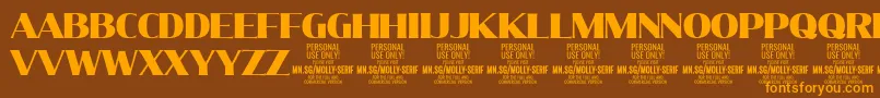 MollySerifN Bl PERSONAL Font – Orange Fonts on Brown Background