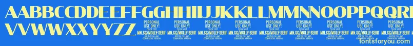 Więcej informacji o czcionce MollySerifN Bl PERSONAL Czcionka MollySerifN Bl PERSONAL – żółte czcionki na niebieskim tle