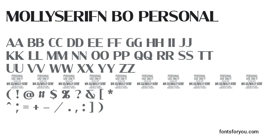 MollySerifN Bo PERSONAL-fontti – aakkoset, numerot, erikoismerkit