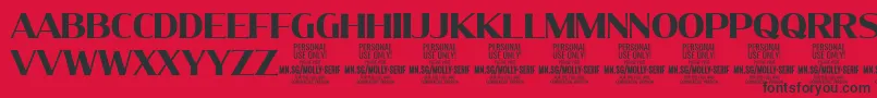 MollySerifN Bo PERSONAL-Schriftart – Schwarze Schriften auf rotem Hintergrund