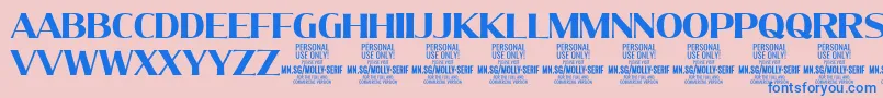 MollySerifN Bo PERSONAL-Schriftart – Blaue Schriften auf rosa Hintergrund