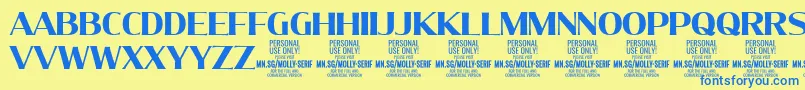 Шрифт MollySerifN Bo PERSONAL – синие шрифты на жёлтом фоне
