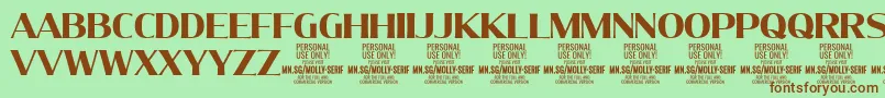 MollySerifN Bo PERSONAL Font – Brown Fonts on Green Background