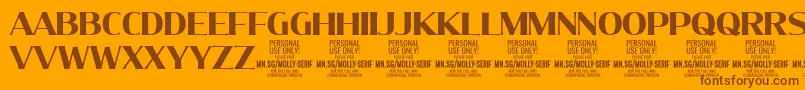 MollySerifN Bo PERSONAL-Schriftart – Braune Schriften auf orangefarbenem Hintergrund