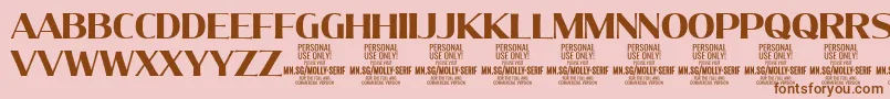 MollySerifN Bo PERSONAL-fontti – ruskeat fontit vaaleanpunaisella taustalla