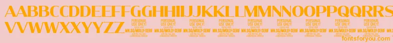 MollySerifN Bo PERSONAL-Schriftart – Orangefarbene Schriften auf rosa Hintergrund