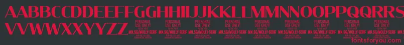MollySerifN Bo PERSONAL Font – Red Fonts on Black Background