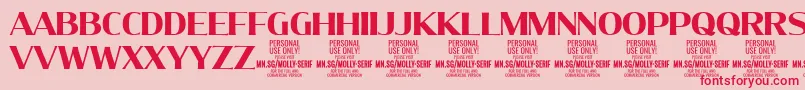 MollySerifN Bo PERSONAL Font – Red Fonts on Pink Background