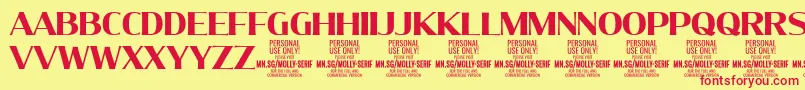 Czcionka MollySerifN Bo PERSONAL – czerwone czcionki na żółtym tle