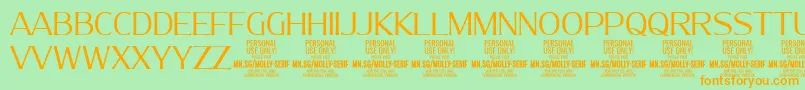 MollySerifN Li PERSONAL Font – Orange Fonts on Green Background