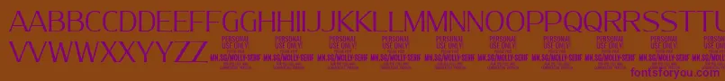 MollySerifN Li PERSONAL Font – Purple Fonts on Brown Background