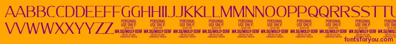 MollySerifN Li PERSONAL Font – Purple Fonts on Orange Background