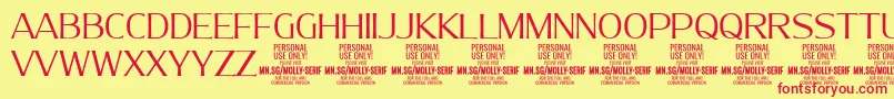 MollySerifN Li PERSONAL Font – Red Fonts on Yellow Background