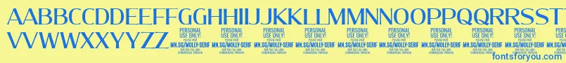 MollySerifN Me PERSONAL Font – Blue Fonts on Yellow Background