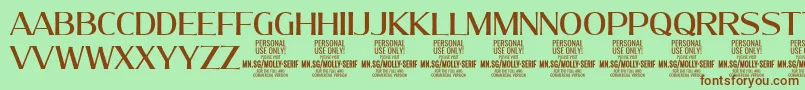 MollySerifN Me PERSONAL Font – Brown Fonts on Green Background
