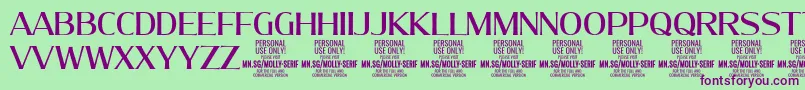 MollySerifN Me PERSONAL Font – Purple Fonts on Green Background