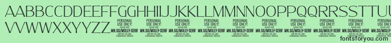 MollySerifN Th PERSONAL Font – Black Fonts on Green Background