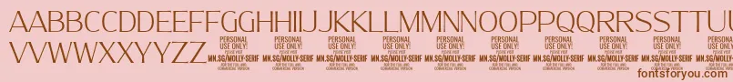 MollySerifN Th PERSONAL-Schriftart – Braune Schriften auf rosa Hintergrund