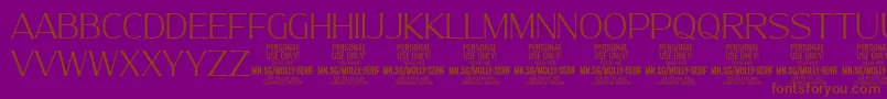 MollySerifN Th PERSONAL-Schriftart – Braune Schriften auf violettem Hintergrund