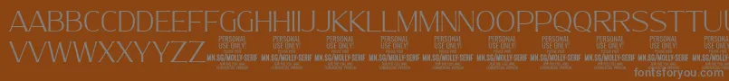 MollySerifN Th PERSONAL-fontti – harmaat kirjasimet ruskealla taustalla