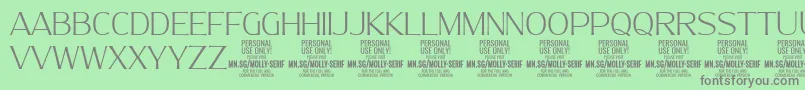 MollySerifN Th PERSONAL-Schriftart – Graue Schriften auf grünem Hintergrund
