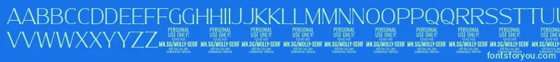 MollySerifN Th PERSONAL Font – Green Fonts on Blue Background