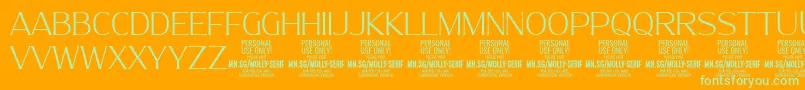 MollySerifN Th PERSONAL-fontti – vihreät fontit oranssilla taustalla
