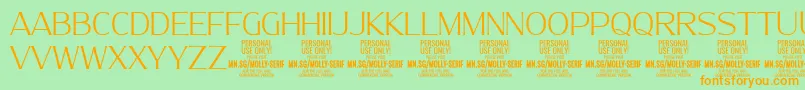 MollySerifN Th PERSONAL-Schriftart – Orangefarbene Schriften auf grünem Hintergrund