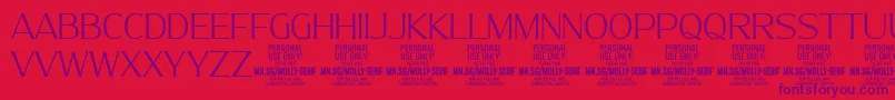Weitere Informationen zur MollySerifN Th PERSONAL-Schriftart MollySerifN Th PERSONAL-Schriftart – Violette Schriften auf rotem Hintergrund